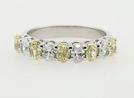 Oval Yellow and White Diamond Ring