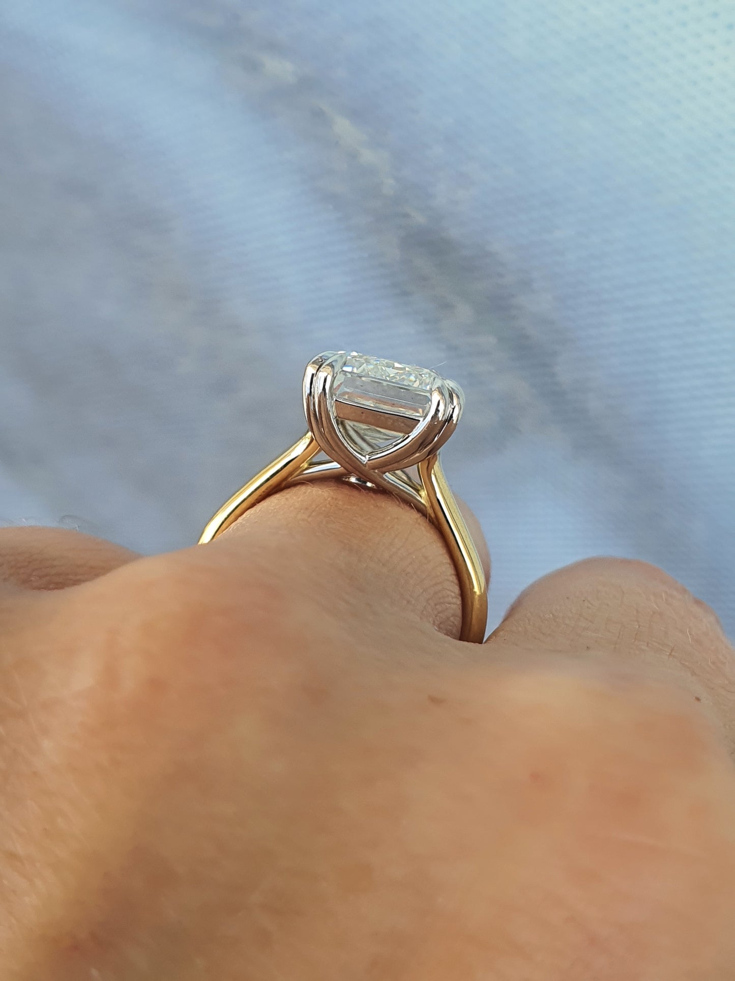 Criss Cut Emerald Lab Diamond Ring