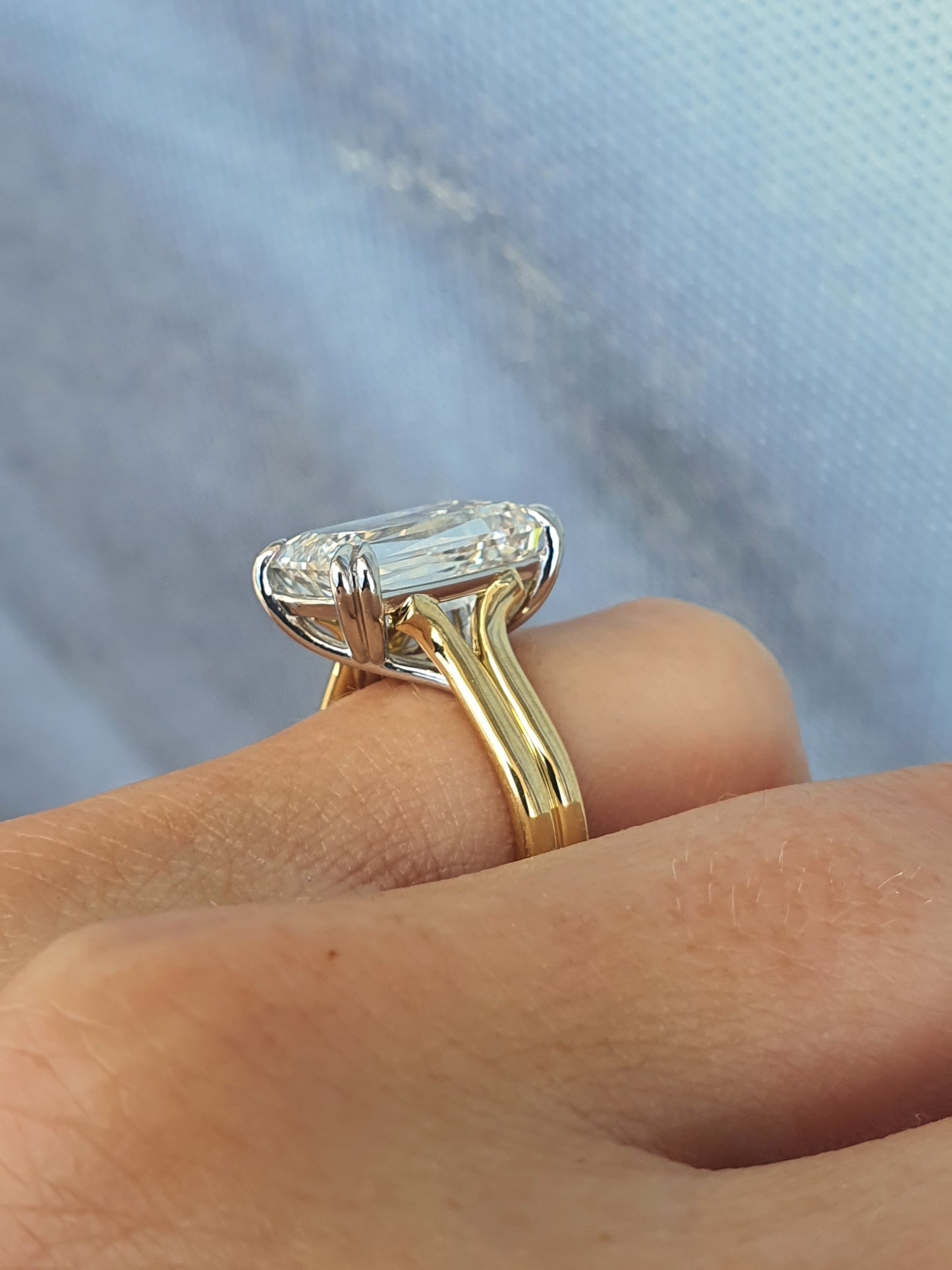 Criss Cut Emerald Lab Diamond Ring