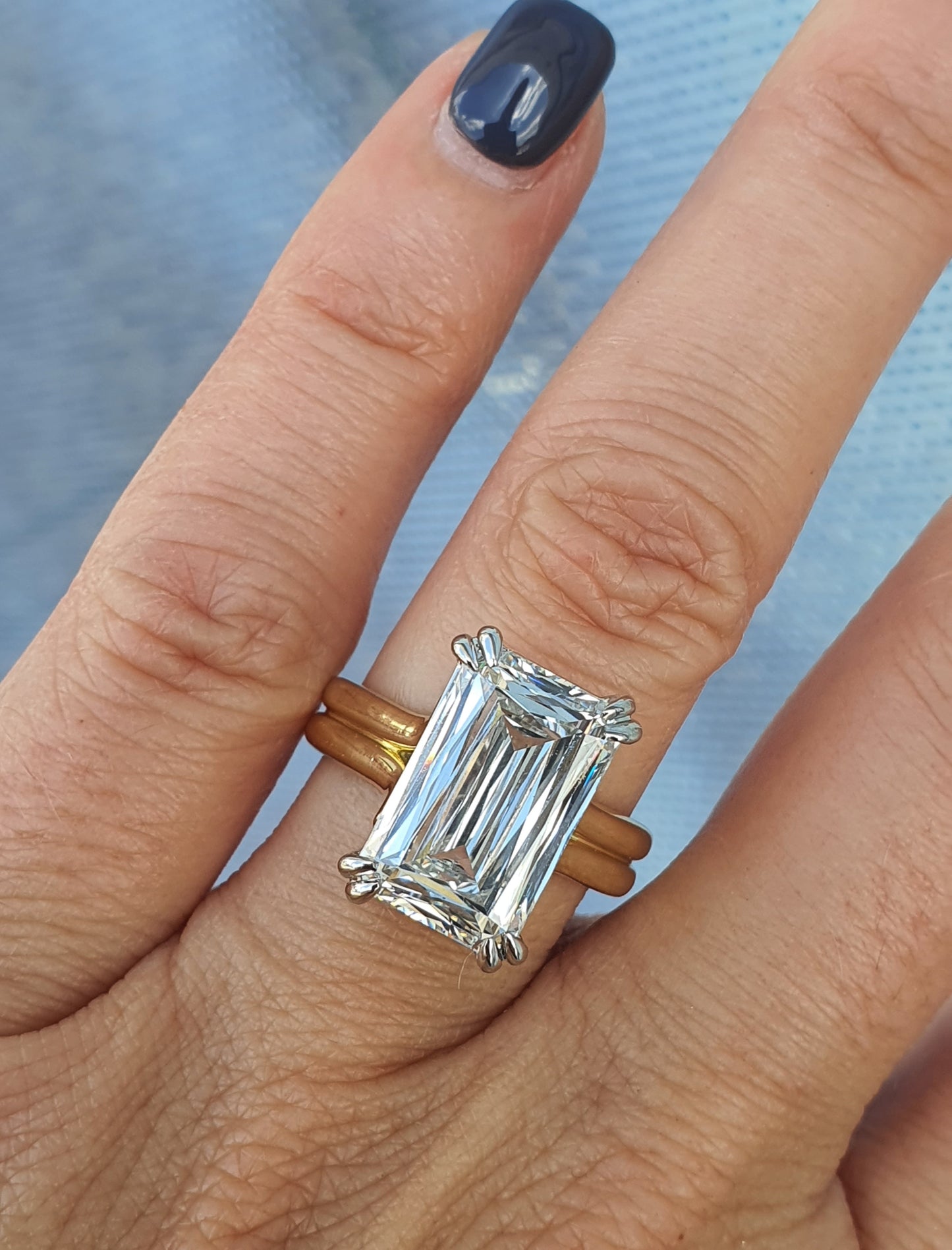 Criss Cut Emerald Lab Diamond Ring