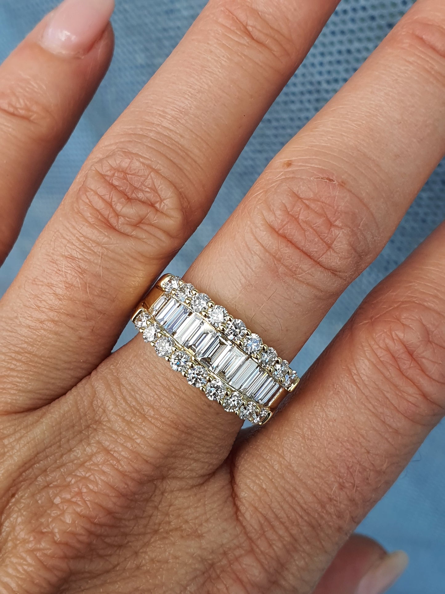 Yellow Gold Baguette and Round Diamond Ring