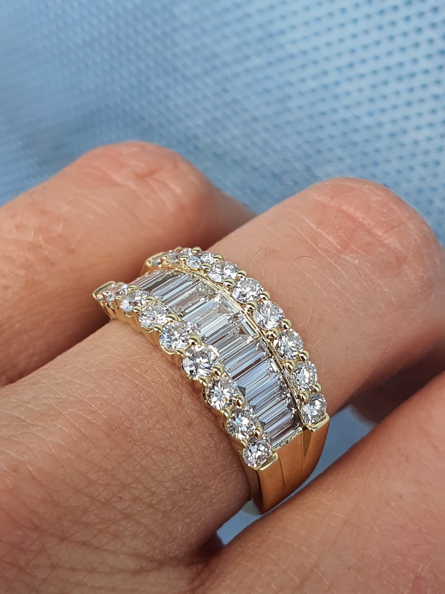 Yellow Gold Baguette and Round Diamond Ring