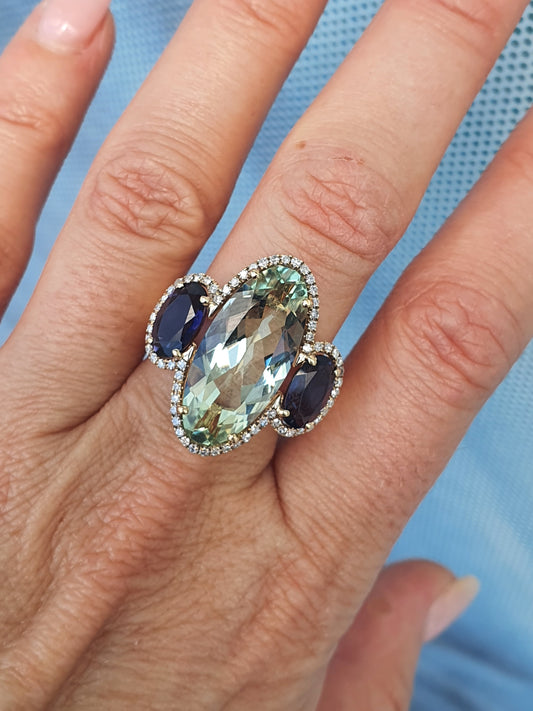 Mint Quartz & Lolite Ring