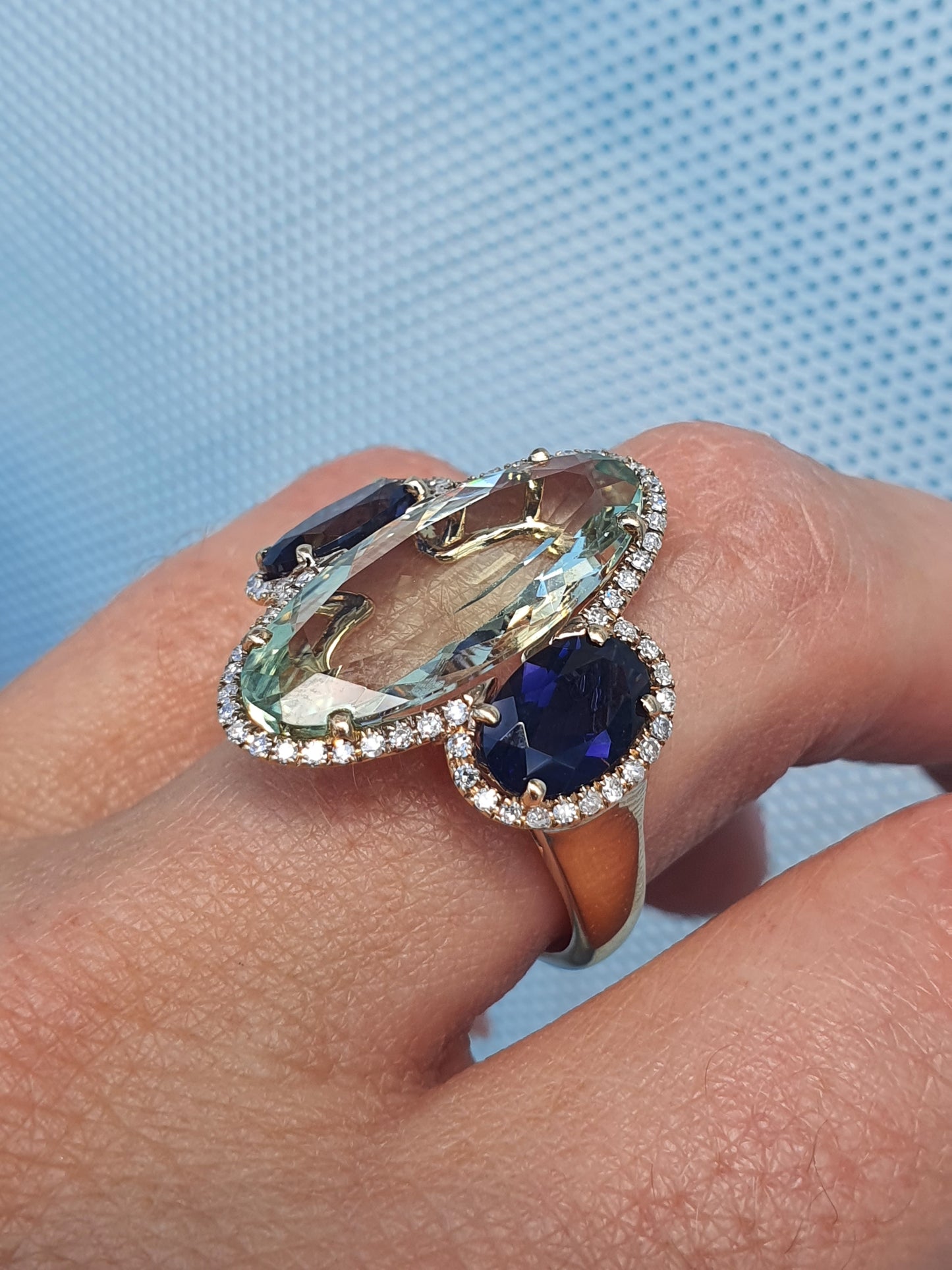 Mint Quartz & Lolite Ring
