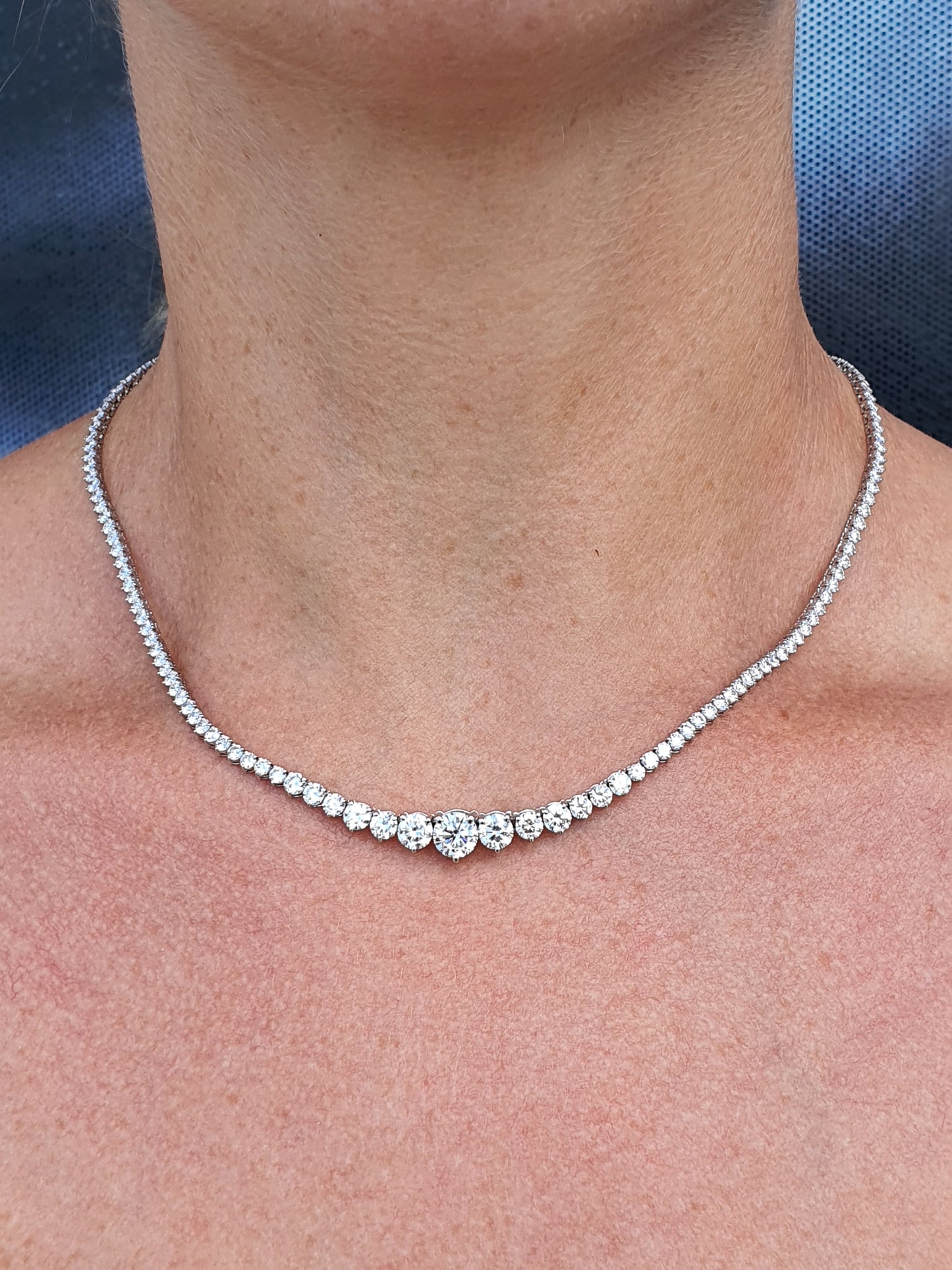 Lab Grown Diamond Graduated Tennis Necklace