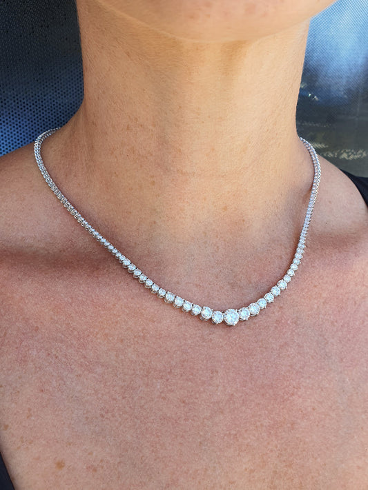 Graduated Lab Diamond Tennis Necklace 13.27ct