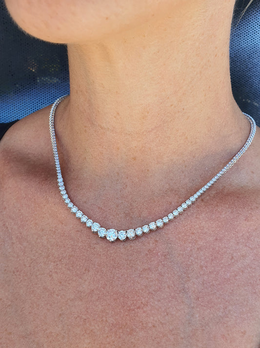 Graduated Lab Diamond Tennis Necklace 13.27ct