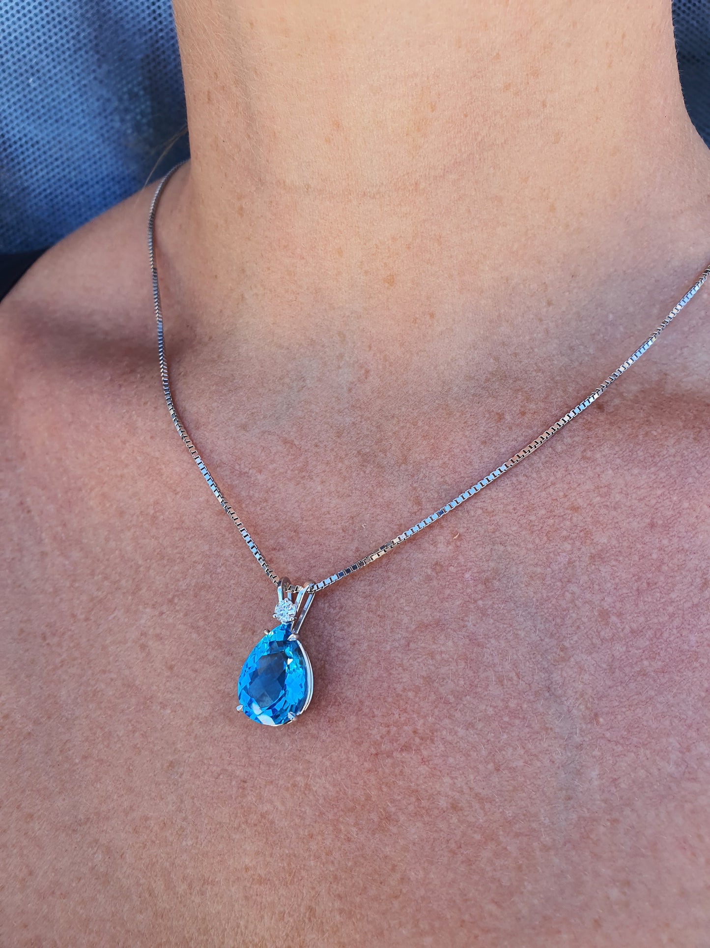 Swiss Blue Topaz Pendant