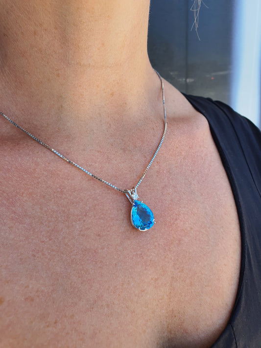 Swiss Blue Topaz Pendant
