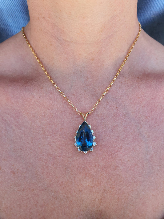 17.28ct London Blue Pear Pendant