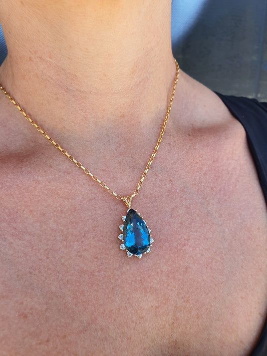 17.28ct London Blue Pear Pendant