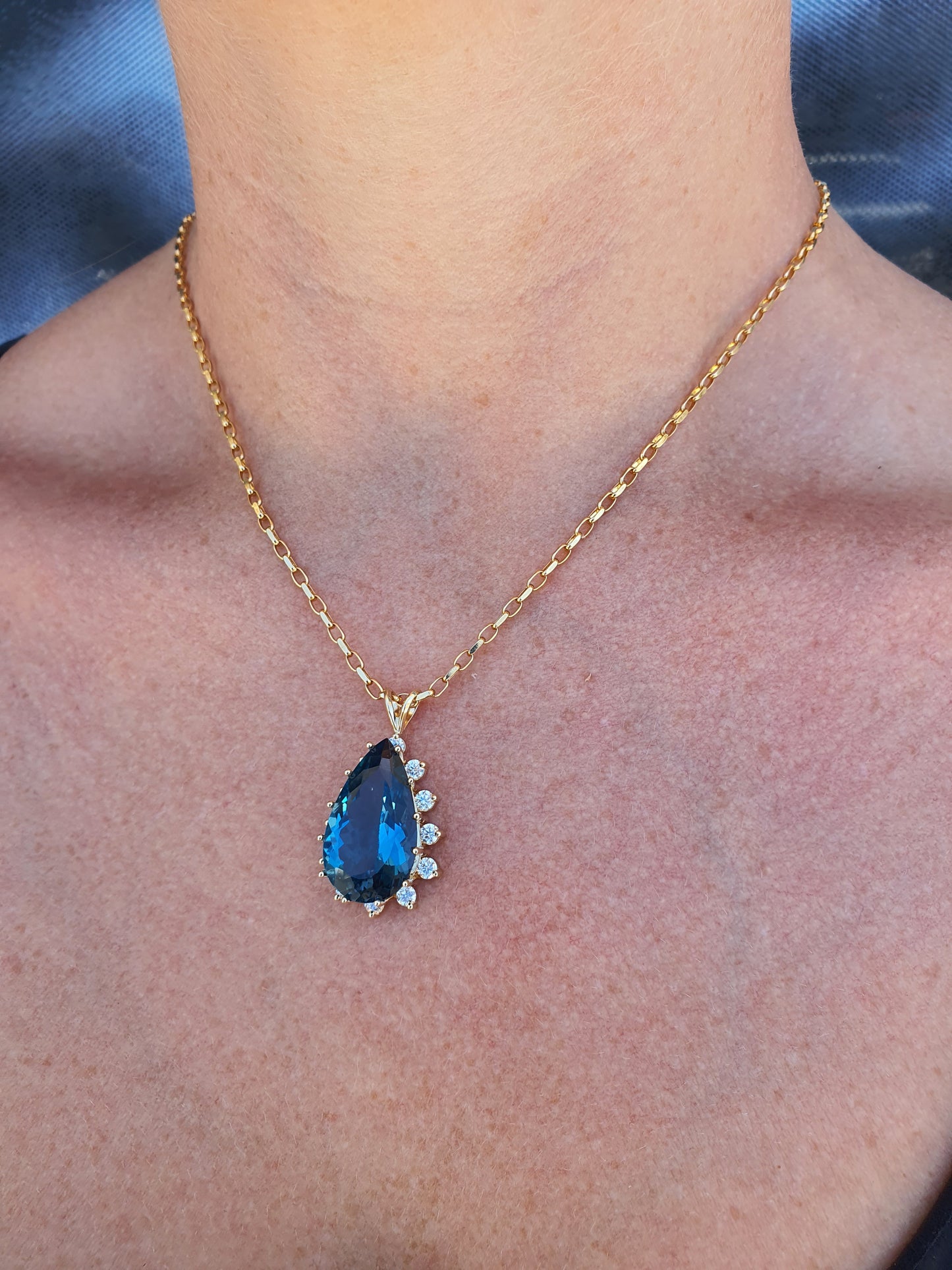 17.28ct London Blue Pear Pendant