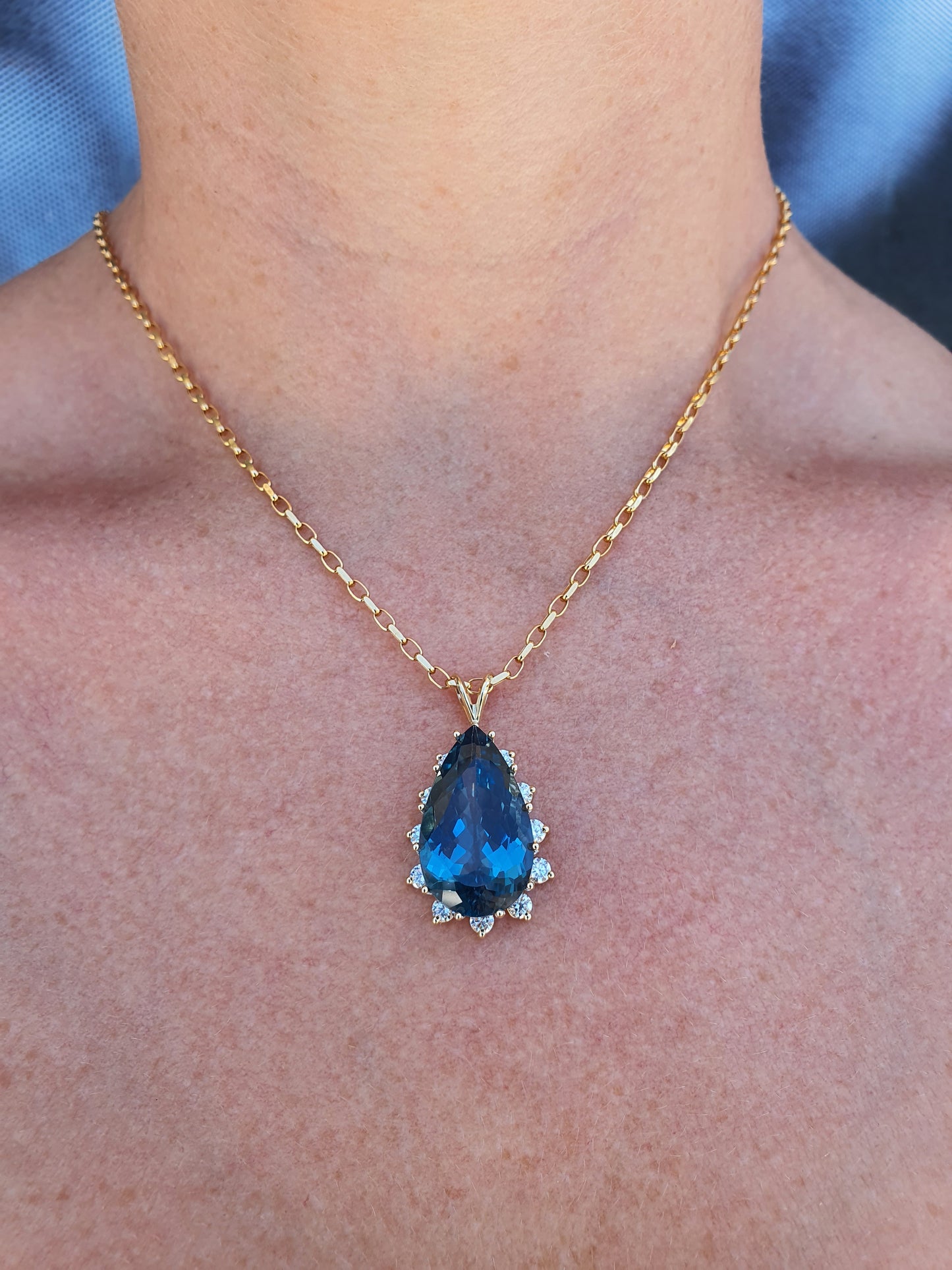 17.28ct London Blue Pear Pendant