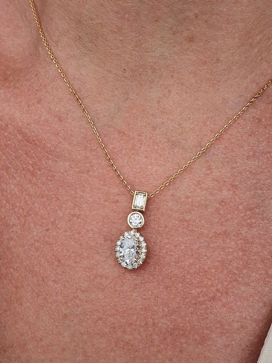 Oval Halo Lab Grown Diamond Necklace