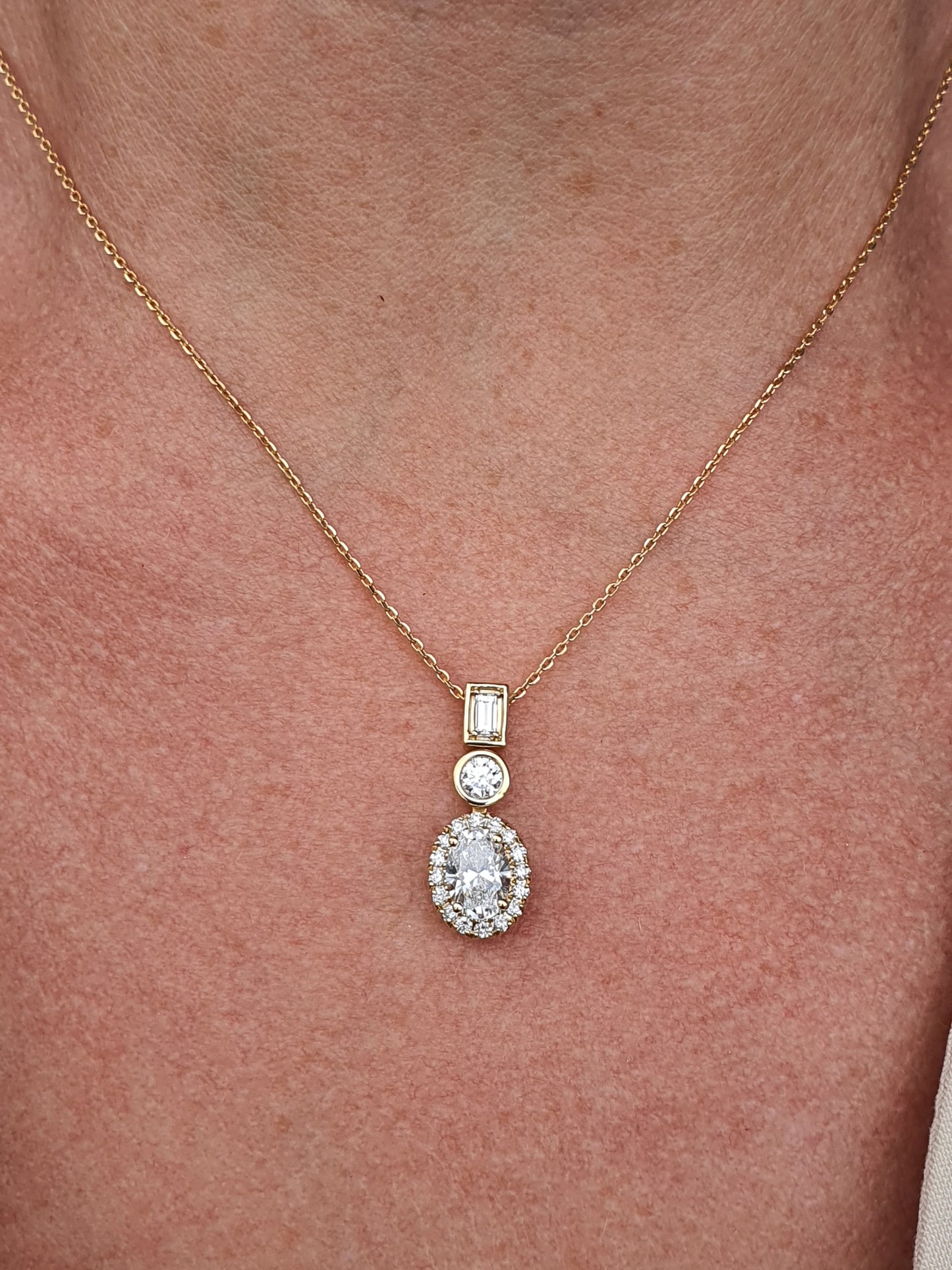 Oval Halo Lab Grown Diamond Necklace
