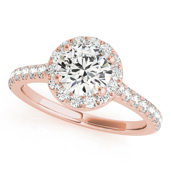 Round Halo with Pave Band and Feature Side Diamond