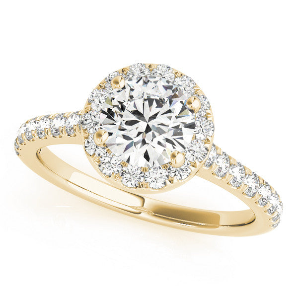 Round Halo with Pave Band and Feature Side Diamond