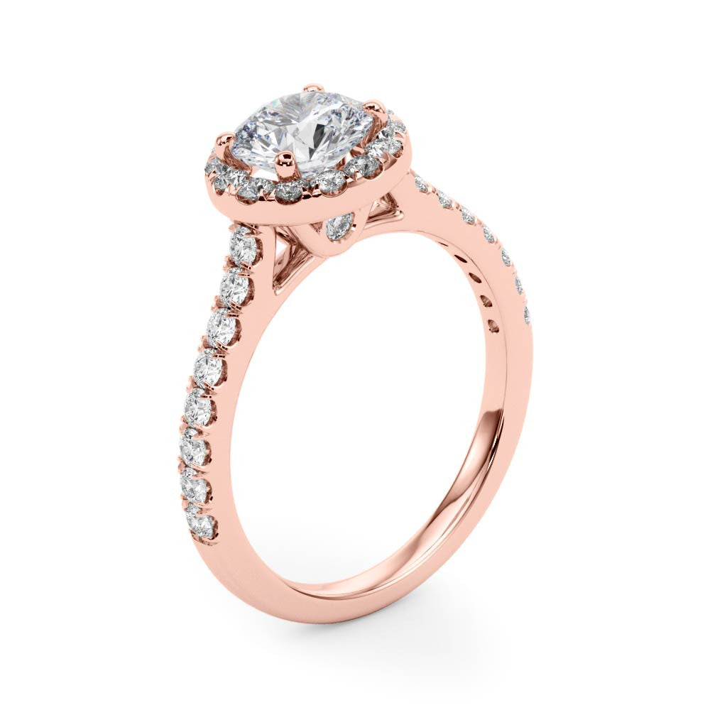 Round Halo with Pave Band and Feature Side Diamond