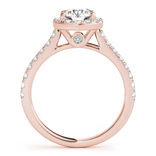 Round Halo with Pave Band and Feature Side Diamond