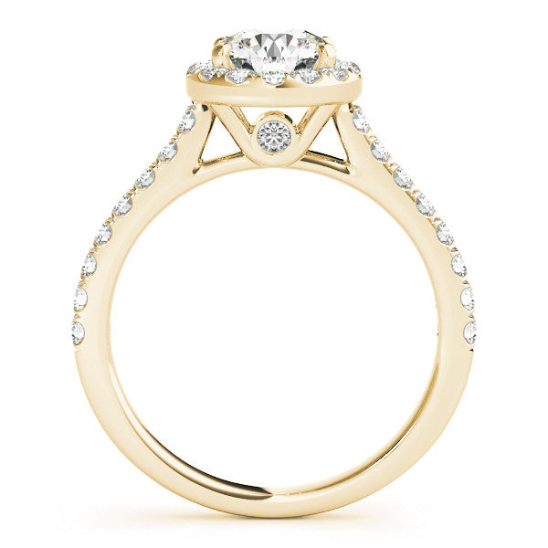 Round Halo with Pave Band and Feature Side Diamond