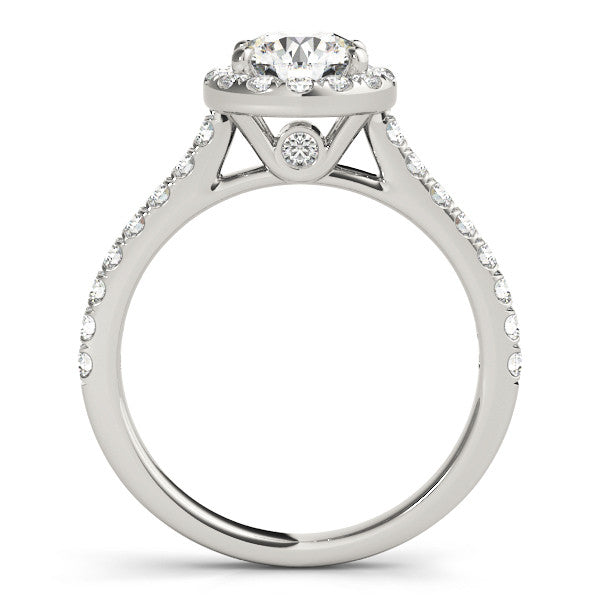 Round Halo with Pave Band and Feature Side Diamond