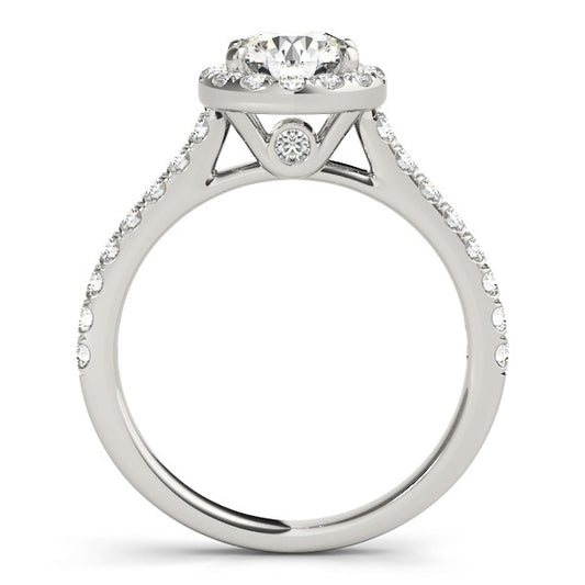 Round Halo with Pave Band and Feature Side Diamond