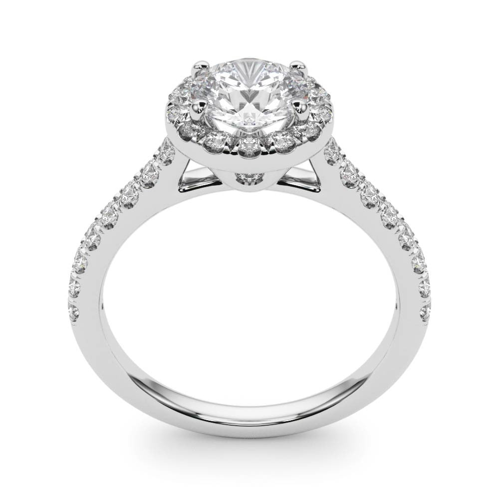 Round Halo with Pave Band and Feature Side Diamond