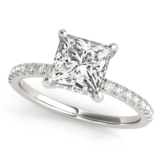 Princess Hidden Halo Solitaire with Pave Band