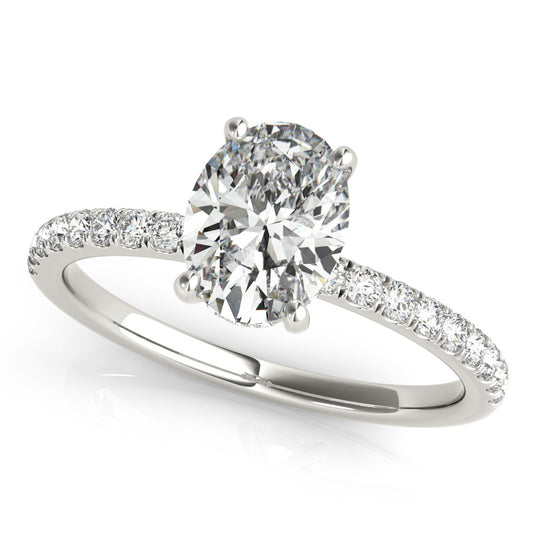 Oval Hidden Halo Solitaire with Pave Band