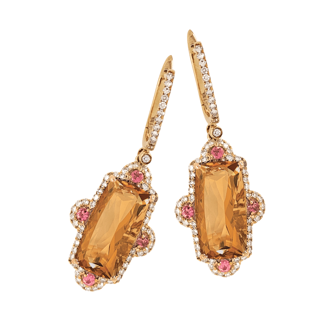 Citrine & Pink Sapphire Earrings