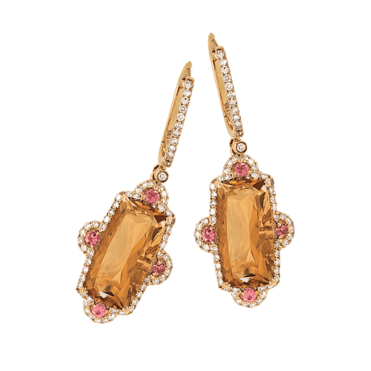 Citrine & Pink Sapphire Earrings