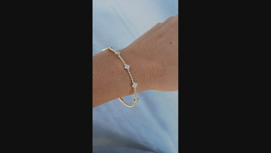 Yellow Gold Lab Diamond Clover Bangle